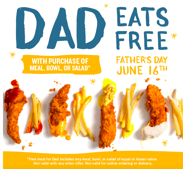 PDQ Dads Eat Free This Sunday June 16th! My Sweet Savings