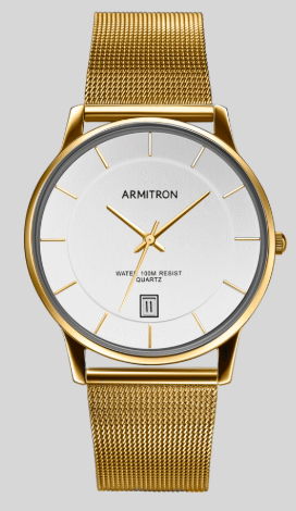 Men's Gold-Tone Stainless Steel Analog Mesh Bracelet Watch from Armitron