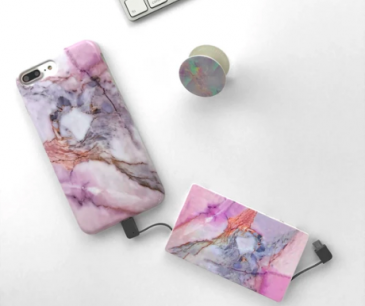 Violet Sky Marble Portable Power Bank Phone Charger by Velvet Caviar