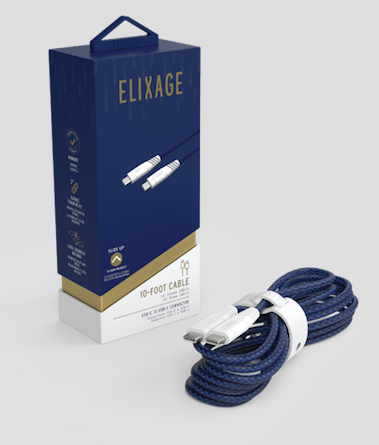 The Essential 10-Foot USB-C to USB-C Certified Cable by Elixage 